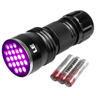 21 LEDs UV Torch, Backlight, 395nm Ultra Violet, Batteries Included Mini Flashlight