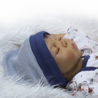 22inch Silicon Reborn Toddler Doll Sleeping Baby Doll Boy Eyes Close With Hair Clothes Boneca Lifeli