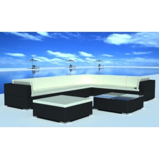 24 pcs Black Poly Rattan Seat Set Garden Furniture