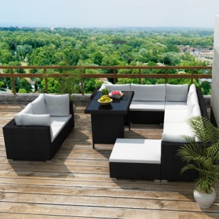 28 pcs Outdoor Furniture Outdoor furniture in black polirattan
