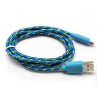 2M Universal Micro USB Data Charger Cable Android V8 Nylon Braided Blue
