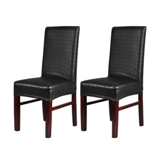 2pcs One-piece PU Leather Lace Pattern Dining Chair Seat Covers Waterproof Oilproof Dustproof Stretc