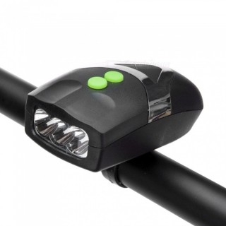 3 LED Bicycle Light Front Head Light Cycling Lamp Bike Light With Bicycle Warning Bell Black
