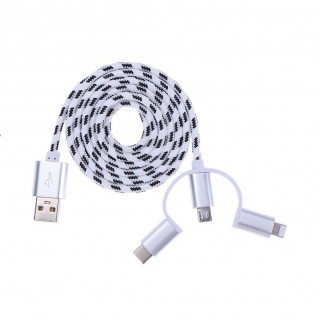 3 in 1 Data Cable Type-C Charging Cable for Apple Android(White)