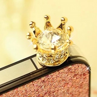 3.5mm Crown Style Rhinestone Audio Jack Anti-dust Plug for iPhone/iPad/iPod/Other Phone White