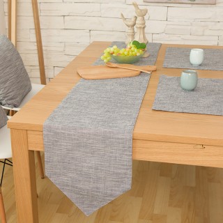 30 x 180 cm Cotton Linen Pure Gray Table Runners + 4 Placemats