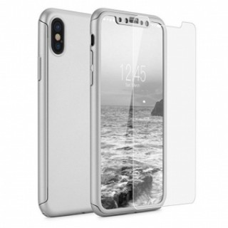 360Â°Complete Coverage Hard PC Matte Slim Hybrid Back Cover Case for iPhone X - Silver