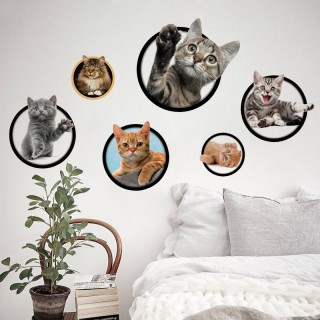 3D Wall Sticker Kitten Cat Bedroom Fridge Decal Home Mural Art Decor
