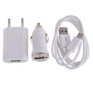 3IN1 USB Charging Cable Car Charger Power Adapter EU for Android Cellphones