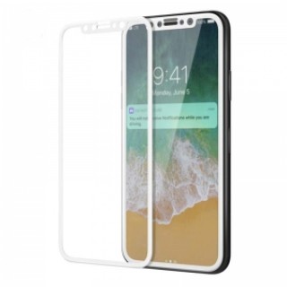 3Pcs 3D Full Cover HD Clear Screen Protector for iPhone X 9H Tempered Glass - White