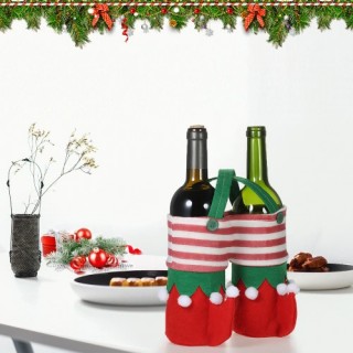 3pcs/set Christmas Wine Bottle Bags Beverage Drink Holders Candy Gift Bags Set with Handles Christma