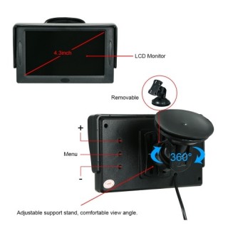 4.3 Inch TFT Color Display Sun Visor Car LCD Monitor Dashboard Screen Parking Monitor Suction Cup Ty