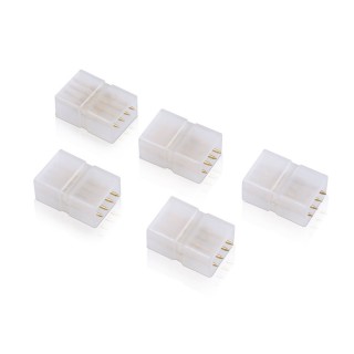 4-Pin In-Line Connector for 230V 5050 LED Strip Light, 14mm Width, Pack of 5 Units, Joint Pin for RG