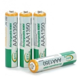 4pcs BTY Rechargeable 1.2V 1350mAh Ni-MH AAA Batteries Green & Yellow