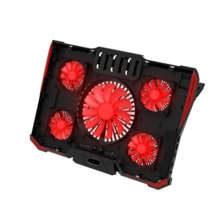 5 Fans Portable Laptop Cooling Pad LED Light Dual 2.0 USB Port Cooler Fit for Above 17 Inch Notebook