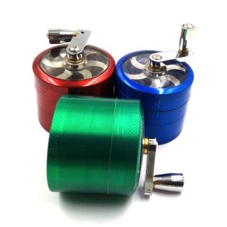 55mm 4 Layers Herb Tobacco Grinder Zinc Alloy Hand Crank Herbal Spice Crusher Smoking Pipe Accessori