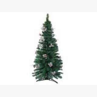 6' Pre-Lit Fiber Optic Artificial Christmas Tree with Silver Holly - Multi