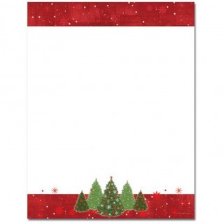 80 Snowy Christmas Trees Stationery Sheets