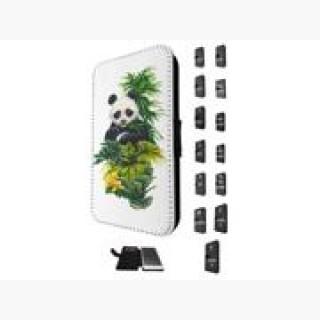 957 - panda nature wildlife green plants flowers  Design Samsung Galaxy S5 i9600 Flip Case Credit Ca