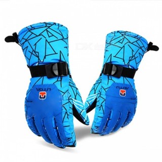 AOTU Men's Geometric Pattern Ski TPU + Fleece Gloves - Blue + Black