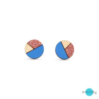Amindy Circle Sliced Earring - Blue-Bronze Glitter,  8mm – 12mm