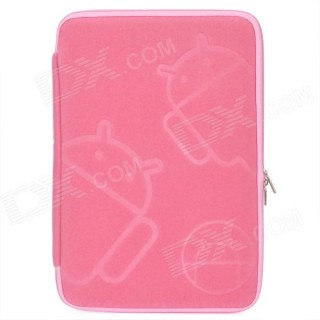 Android Robot Pattern Protective Lint Cloth Bag Pouch for Samsung N800 / 10.1" Tablet PC - Pink