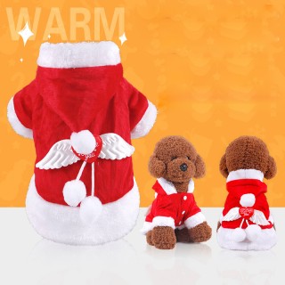 Angel Wing Dog Costume Christmas Pet Clothes Winter Hoodie for Dog Pet - S