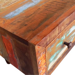 Antique-style Reclaimed Wood Coffee Table Curved Edge