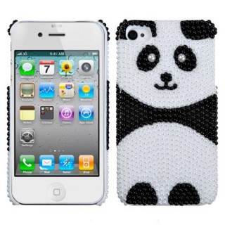 Apple iPhone 4/4s iPhone 4S/4 Playful Panda Pearl Diamante Back Case