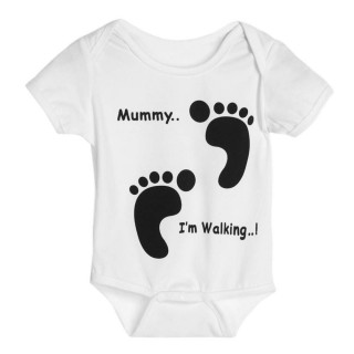 Baby Bodysuit Infant Fashion Clothes Girls Boys Footprint Clothes Toddler Kids Short Sleeve Jumpsuit