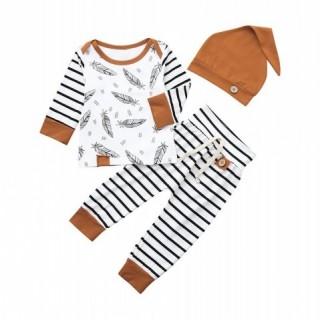 Baby Boy Girl Clothes Feather T Shirt Tops Striped Pants Clothes Outfits Set