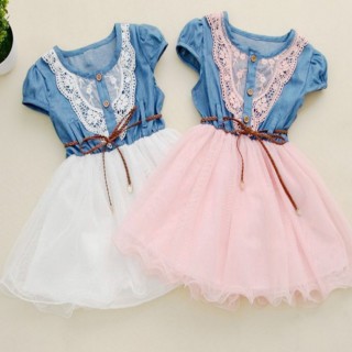 Baby Girl Kids Princess Party Dress Summer Cool Clothes Ruffle Clothes Kid Denim Jeans Dress