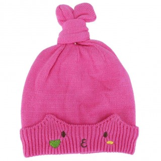 Baby Rabbit Ear Winter Hats Autumn Winter Baby Warm Knitted Hats(Rose red)
