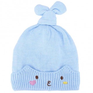 Baby Rabbit Ear Winter Hats Caps Autumn Winter Baby Warm Knitted Hats(Blue)