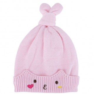 Baby Rabbit Ear Winter Hats Caps Autumn Winter Baby Warm Knitted Hats(Pink)