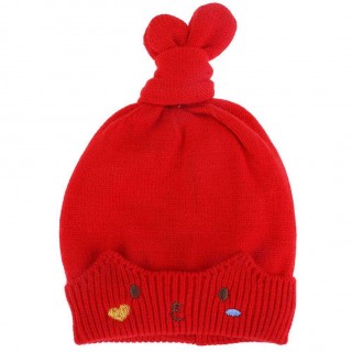 Baby Rabbit Ear Winter Hats Caps Autumn Winter Baby Warm Knitted Hats(Red)