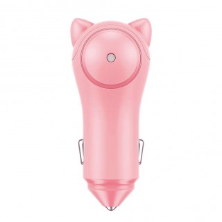 Baseus Dual Port USB Cute Car Charger 3A Adapter for Android IOS(Pink)