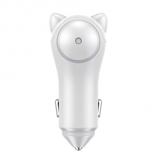 Baseus Dual Port USB Cute Car Charger 3A Adapter for Android IOS(White)