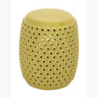 Benzara 57556 Attractively Patterned Ceramic Yellow Foot Stool