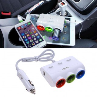 Car cigarette lighter with a three-car charger with dual USB socket car cha