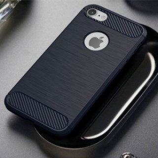 Carbon Fiber Anti Fingerprint Soft TPU Case for iPhone 8/7 - Blue