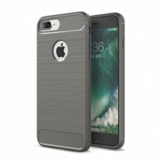 Carbon Fiber Anti Fingerprint Soft TPU Case for iPhone 8/7 Plus- Gray