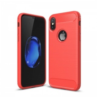 Carbon Fiber Anti Fingerprint Soft TPU Case for iPhone X - Red