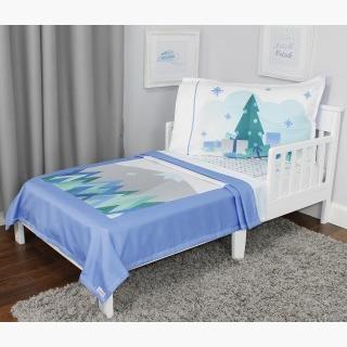 Christmas Wish Toddler Bedding Set - 3pc Santa Sleigh Winter Holiday Blanket Sheet and Pillowcase Australia