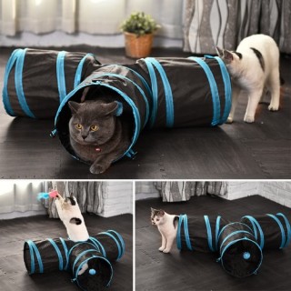 Collapsible 3 Way Pets Cat Tunnel Tube for Kittens Puppies Rabbits Guinea Pigs Pet Toys with Ball Cr