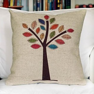 Colorful Tree Cotton Decorative Pillow Cover & Case for Christmas Holiday Decor Christmas Pillow Chr