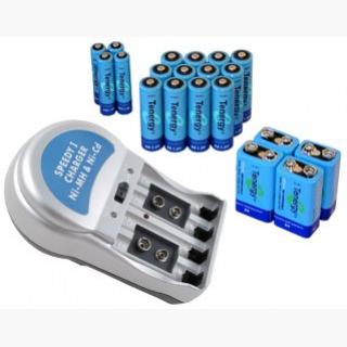 Combo: T-3969A1 Plug-in NiMH Charger + 20 Tenergy Batteries (12AA /4AAA/4 9V)