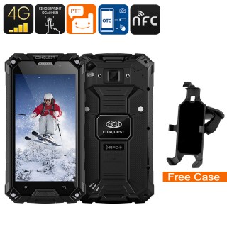 Conquest S6 Rugged Phone - IP68, Octa-Core CPU, 5 Inch HD Display, 4G, Dual-Band WiFi, NFC, Fingerpr