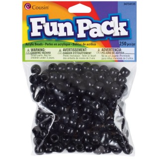 Cousin CCPONY-34135 Fun Pack Acrylic Pony Beads 250/Pkg-Black