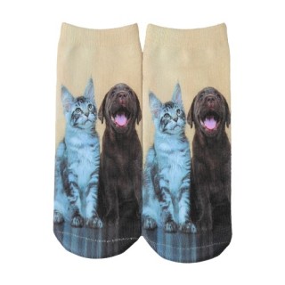 Cute Dog Print Low Cut Breathable Stretchy Casual Ankle Socks